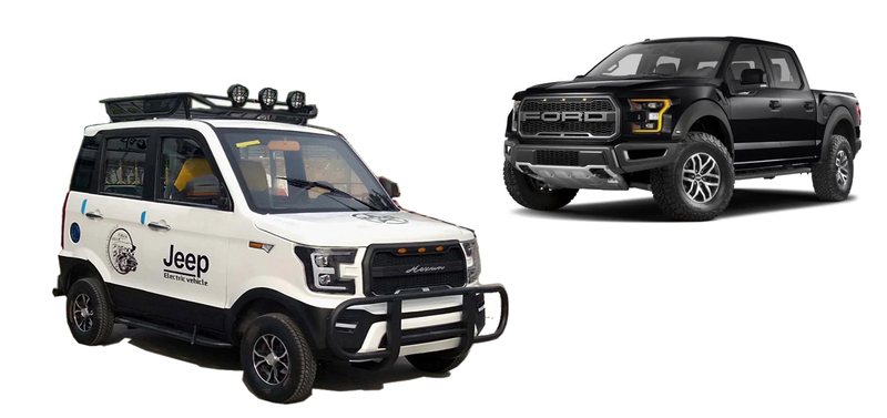 Illustration for article titled Comparison: Tesla Model 3 vs. 20 Chinese EVs That Sort Of Look Like Ford Raptors But Have 'Jeep' On Them